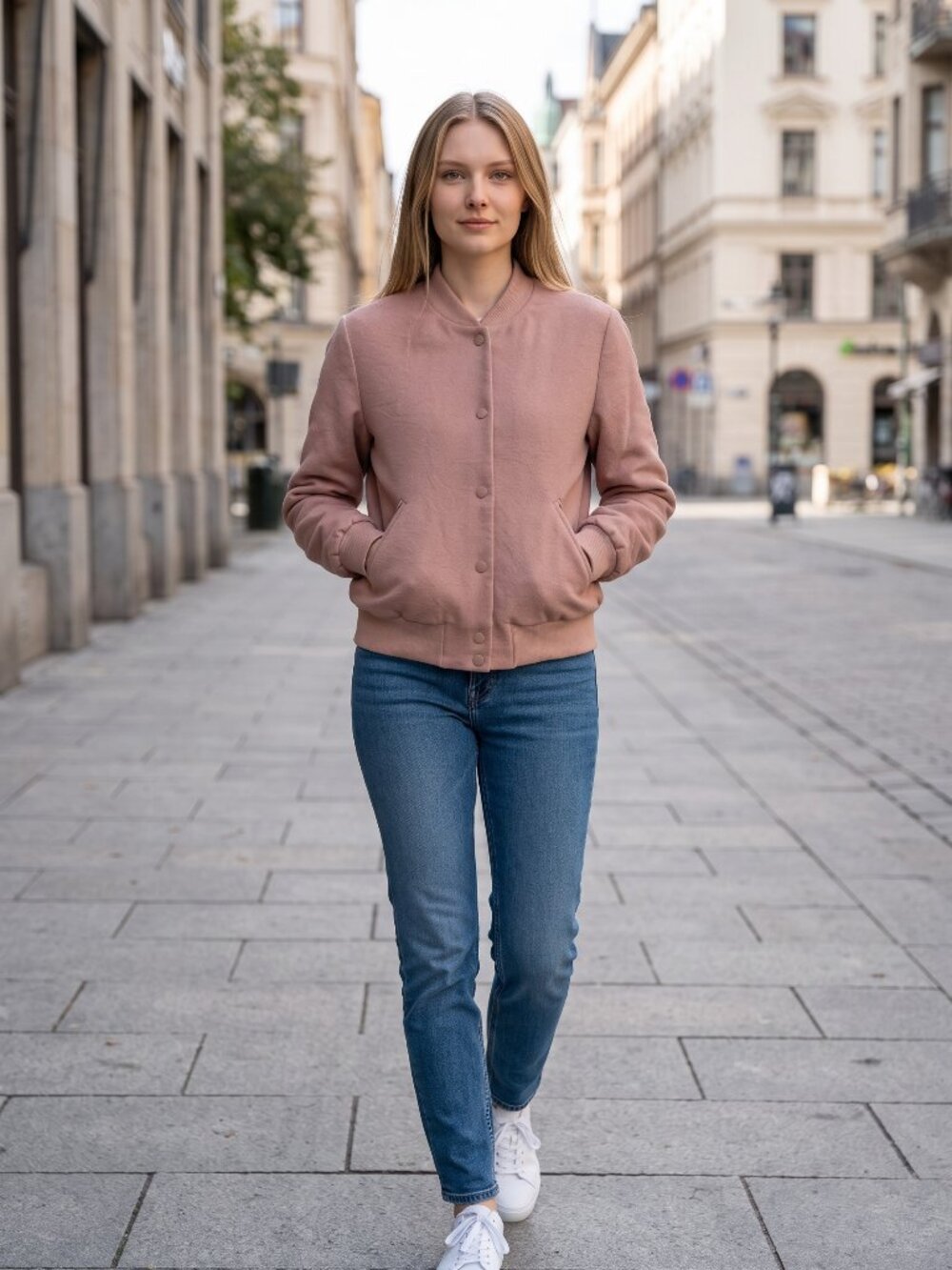 Aritzia Wilfred Pink Bomber Jacket
